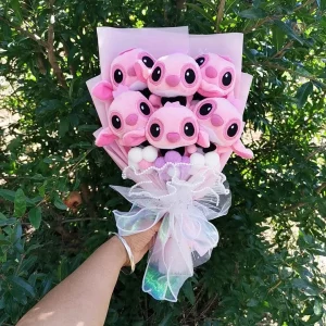 Bouquet de peluche Angel rose, peluche douce et colorée