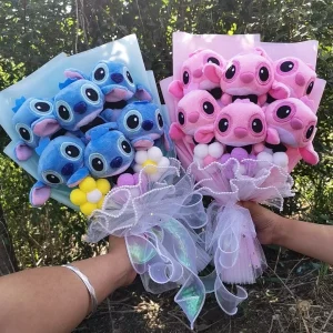 Stitch bleu et Angel rose en peluche, parfaits pour les amoureux