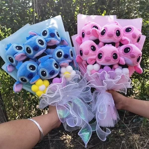 Stitch bleu et Angel rose en peluche, parfaits pour les amoureux