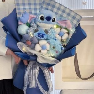 Bouquet peluche Stitch bleu