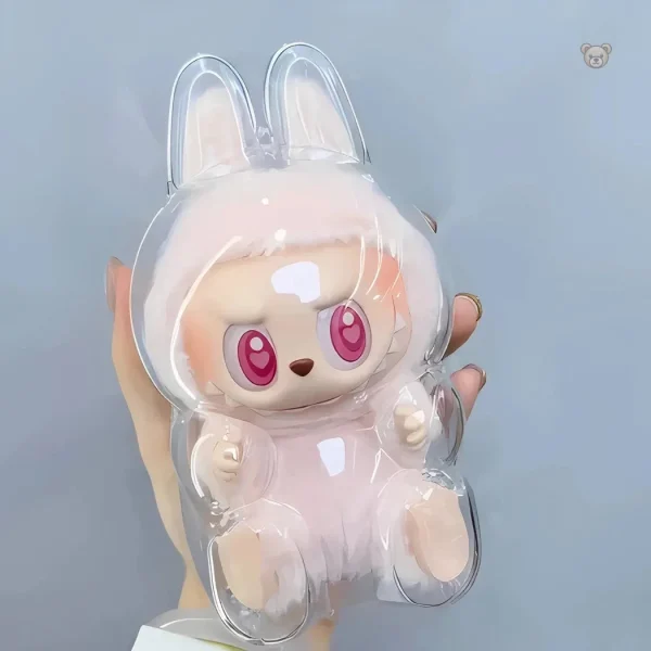 Labubu assis en peluche, design mignon