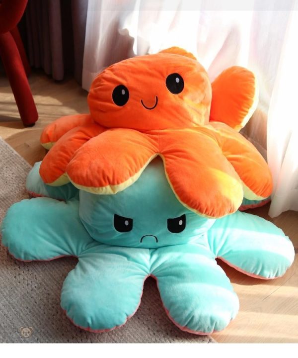 Peluche originale pieuvre, design mignon et réversible
