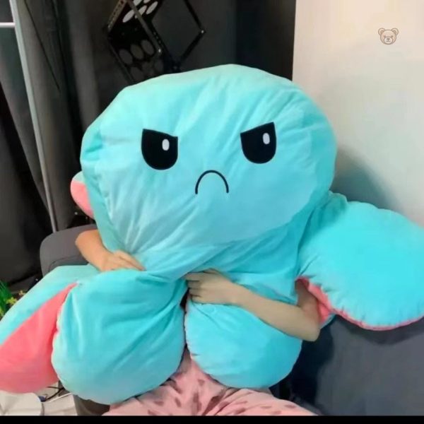 Douce peluche réversible pieuvre, amusante et interactive