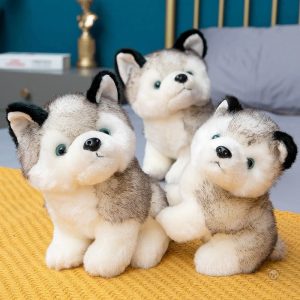 Peluche loup gris douce et câline pour enfants