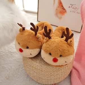 Chausson en peluche renne confortable pour enfants