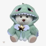 Doudou dinosaure en peluche de couleur verte