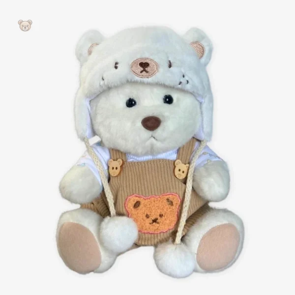 Peluche ourson marron en salopette tendance