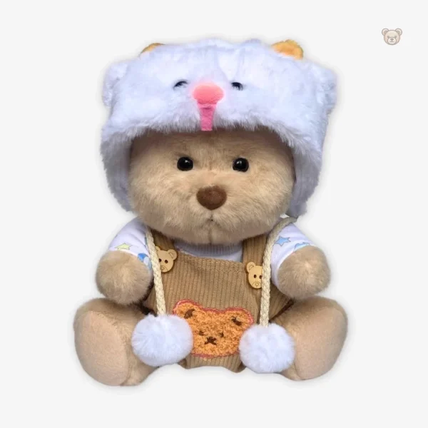 Doudou ours en salopette marron, parfait cadeau
