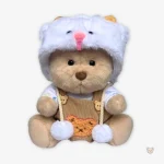 Ours en peluche marron avec salopette amusante