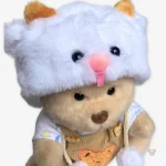 Ours en peluche avec salopette marron - vue 2
