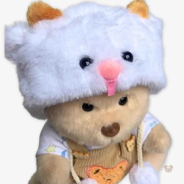 Ours en peluche avec salopette marron - vue 2