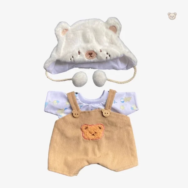 Ours en peluche avec salopette marron - vue 9