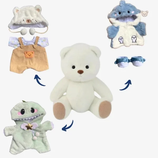 Ours en peluche avec salopette marron - vue 10