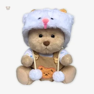 Peluche ours marron aux détails de salopette