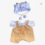 Peluche ours déguisé en salopette marron