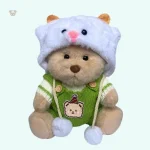 Ours en peluche vert en combinaison douce et câline