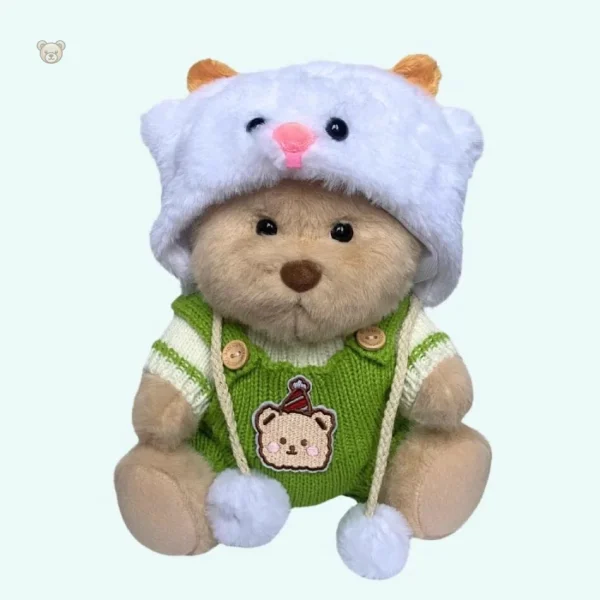 ours-en-peluche-en-combinaison-verte-1 Ours en peluche vert en combinaison douce et câline