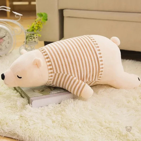 Ours en peluche géant blanc habillé, doux et câlin