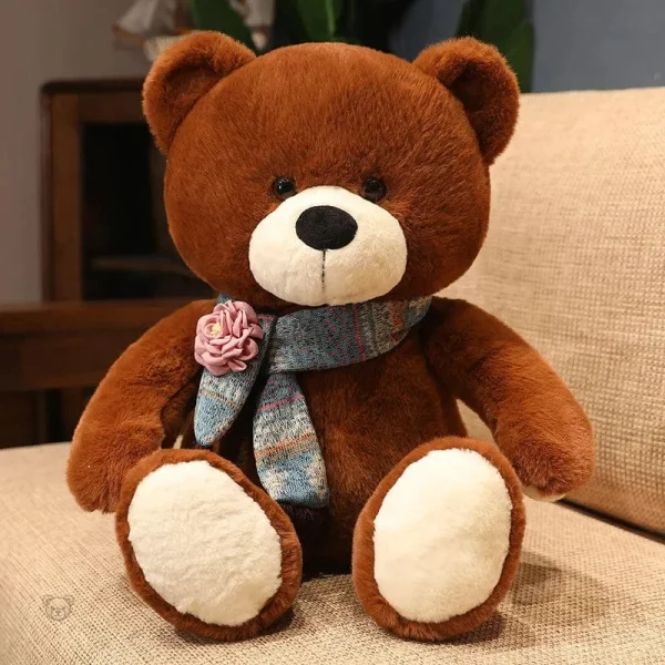 Peluche ours géant avec écharpe, idéal pour enfants