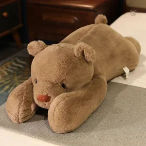 Jouet en peluche géant, ours brun allongé pour câlins