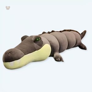Peluche alligator gris géant douce pour câlins enfants