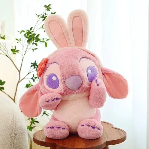 peluche-angel-rose-aux-oreilles-de-lapin-1 Peluche Angel rose avec oreilles de lapin douce et mignonne