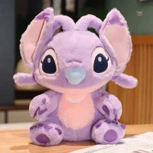 Peluche Angel violet aux grandes oreilles, douce et câline