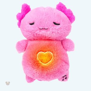 Peluche axolotl rose douce et veilleuse musicale