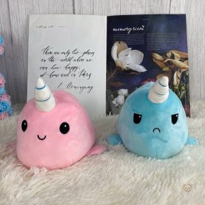 Baleine licorne blanche en peluche, douce au toucher