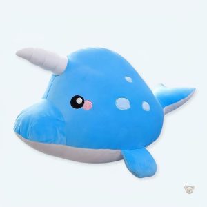 Peluche baleine licorne magique bleu ciel douce et câline
