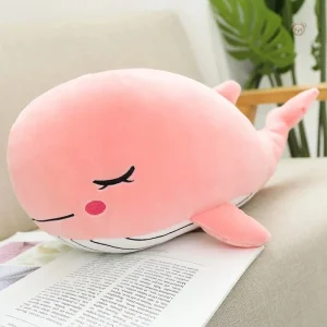 Peluche baleine rose avec joues rouges