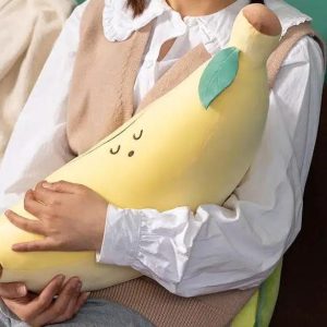 Peluche fruit jaune câlin et réconfortant