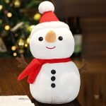 Peluches de Noël : bonhomme de neige souriant
