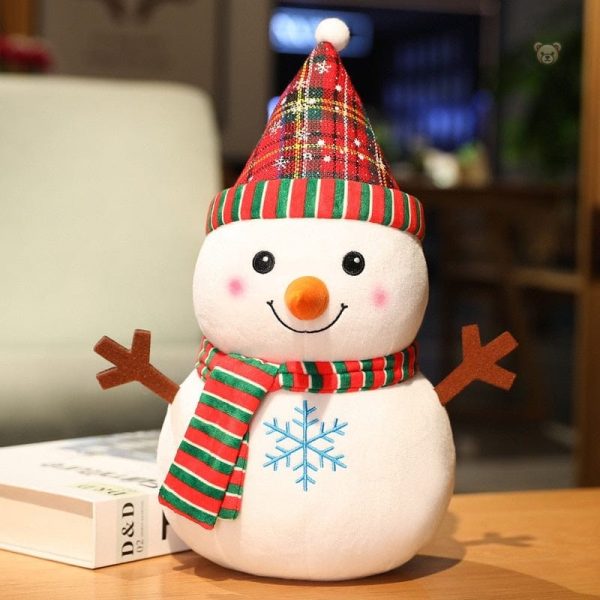 Peluche hiver : bonhomme de neige enjoué