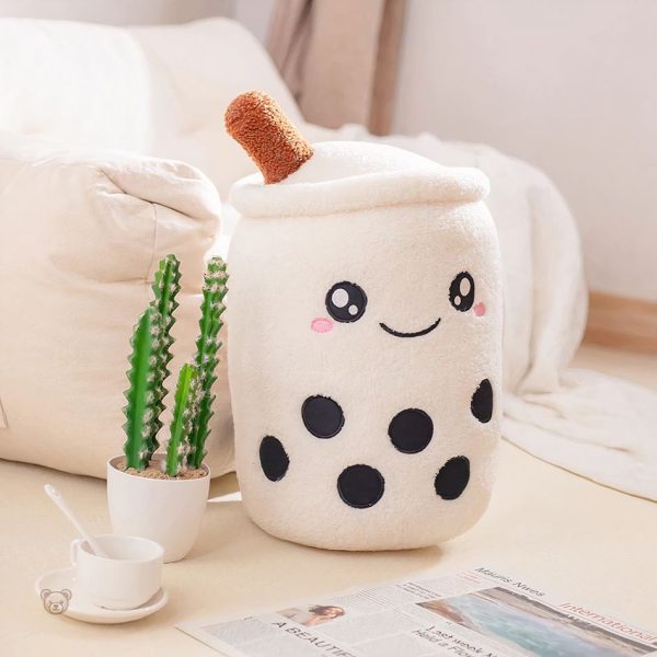 Peluche enfantine inspirée du bubble tea, douce au toucher