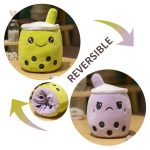 Peluche bubble tea avec expressions réversibles uniques