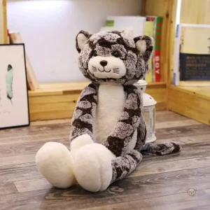 Peluche chat assis marron douce et câline