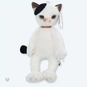 Peluche douce chat blanc assis