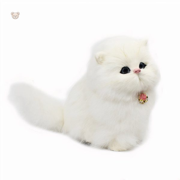 Peluche décorative chat blanc, idéale pour un espace enfantin