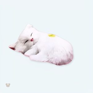 Peluche chat blanc endormi, douce et câline pour chambre cosy