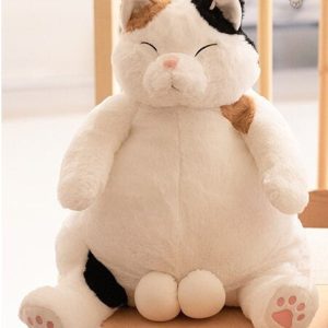 Grand chat en peluche blanc, idéal pour les câlins