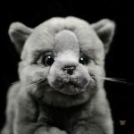 Jouet en peluche chat gris, parfait pour les câlins