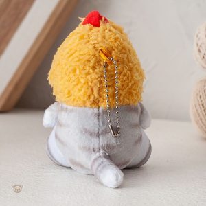 Peluche câline en forme de chat avec capuche jaune