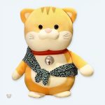 Peluche chat câlin doudou avec écharpe amovible