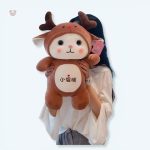Peluche chat cerf doux pour câlins hivernaux et décorations festives