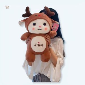 Peluche chat cerf doux pour câlins hivernaux et décorations festives