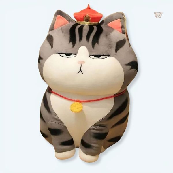 peluche-chat-empereur-tigre-doux-et-calin-gris-1 Peluche chat empereur tigré doux et câlin gris