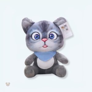 Peluche chat gris kawaii douce et câline