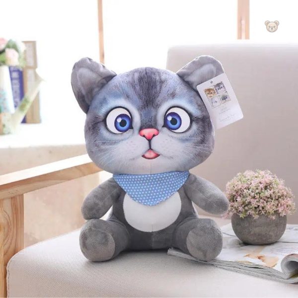 Peluche kawaii chat gris pour câlins réconfortants
