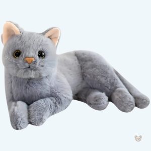 Peluche câline chat gris, accessoire adorable pour la chambre